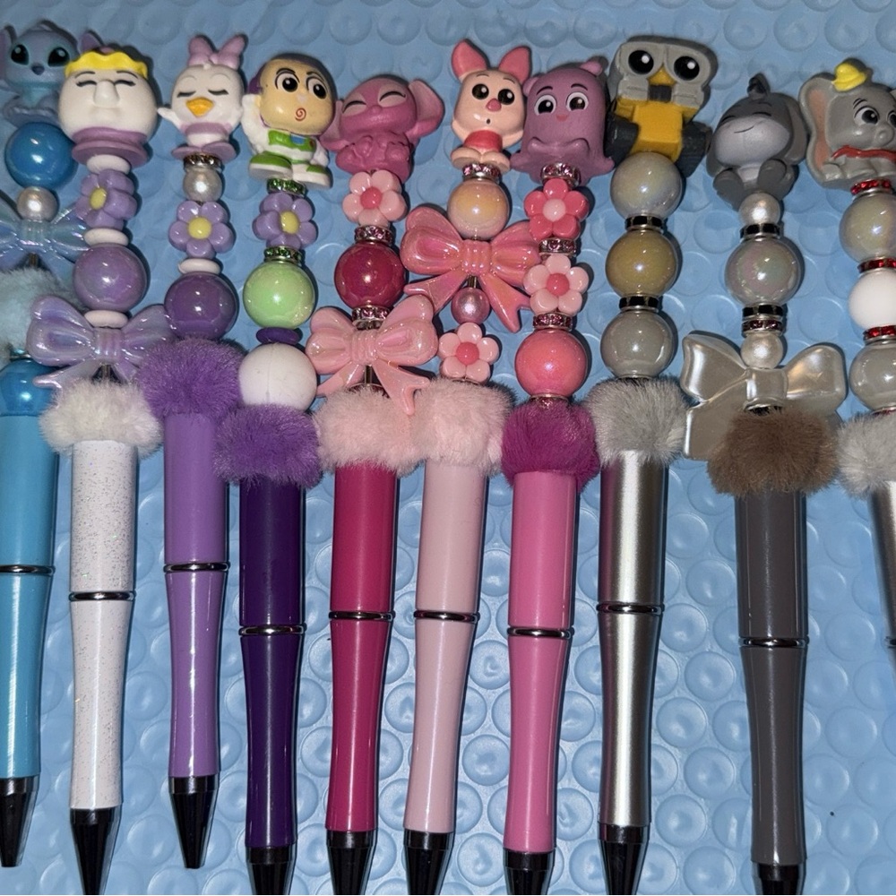 Disney Character Pens with Pink, Purple, and Silver Details